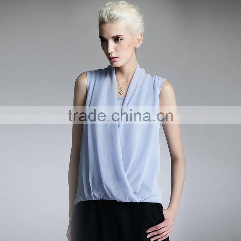 2016 summer clothing directly manufacturer chiffon sleeveless latest fashion blouse design