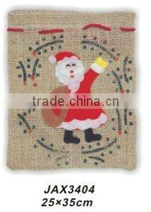 Linen x'mas bag with snowman patch