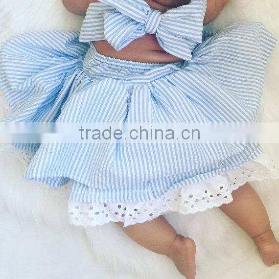 2017 New arrival Baby Clothes wholesale Hot sale cotton cheap clothing Children's Boutique sleeveless summer blue color dress