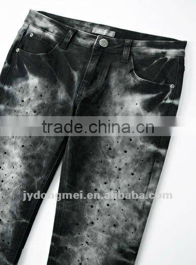 gorgeous rhinestones jeans rock style
