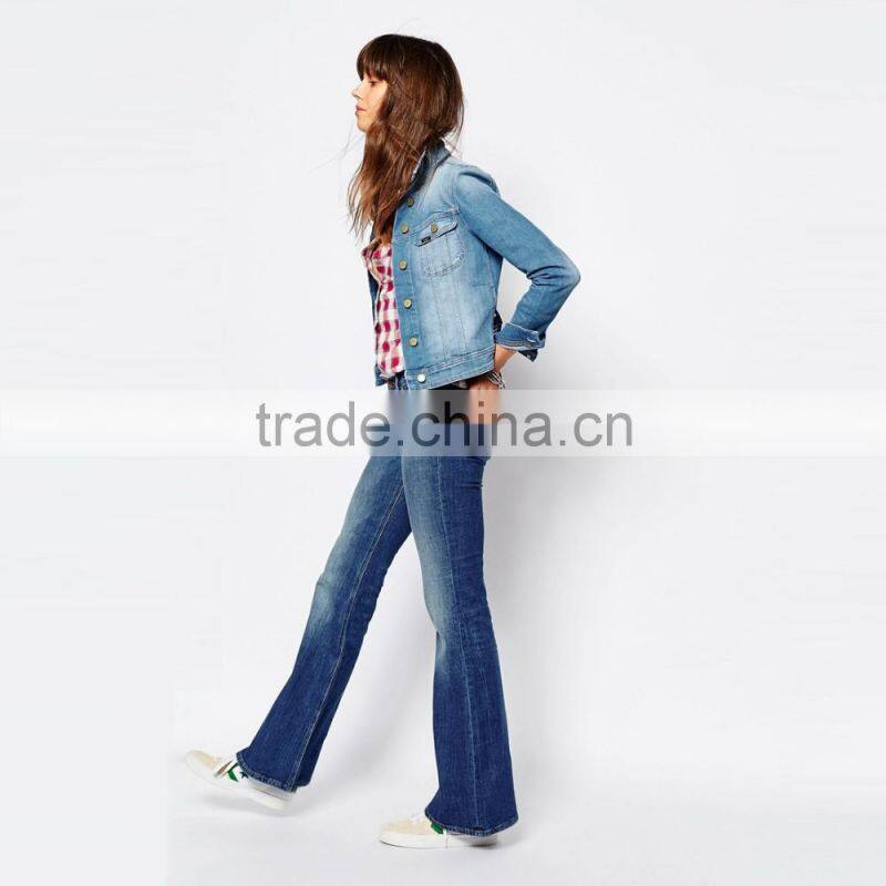 High quality lower price slim women denim jean jacket wholesale new design