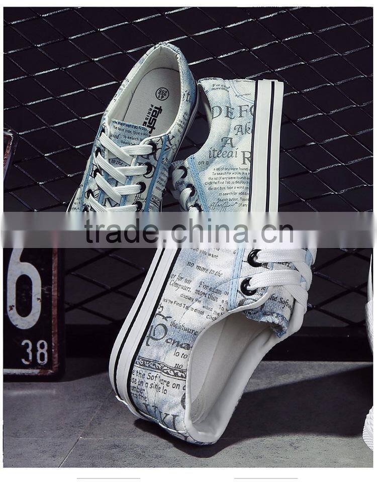 English printing men's casual canvas shoes in good price