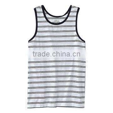 Green linear design casual vest tops for kids