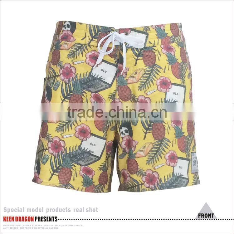 Direct Manufacturer OEM New allover pineapple print swimwear 2017 custom print men's swim trunks
