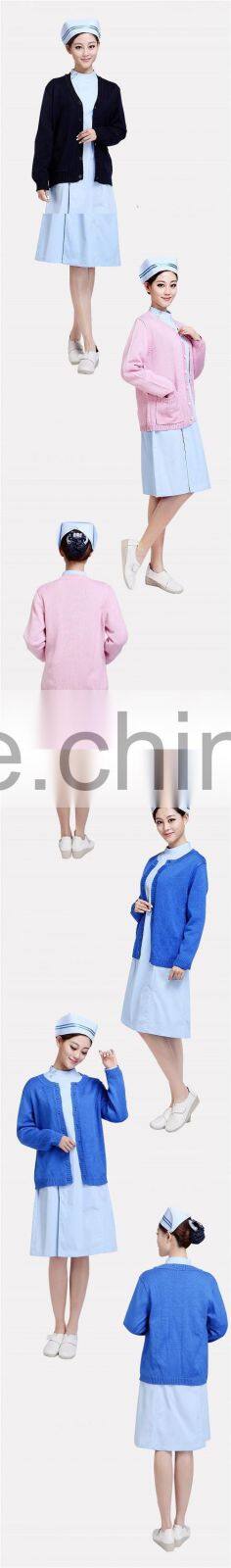 2016 Formal knitted nurse cardigan work wear black winter hospital uniform