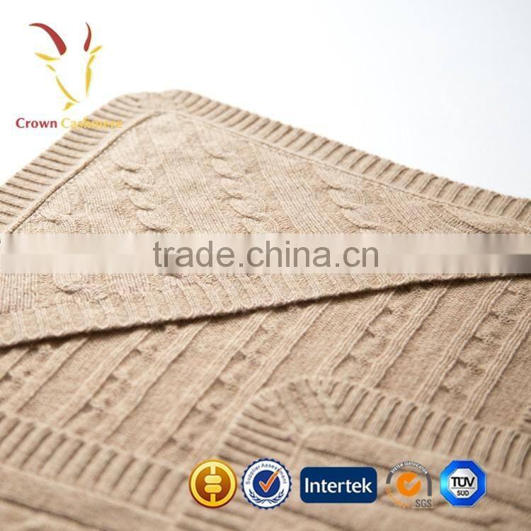 High Quality Knit Cable Cashmere Blanket