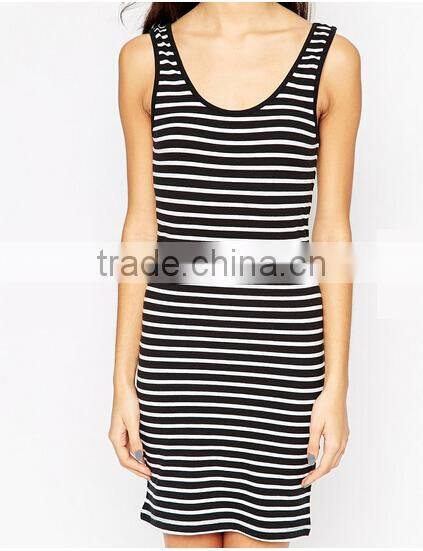 2016 summer cool series Stripe Oversize Jersey women tank Dress In Stripe
