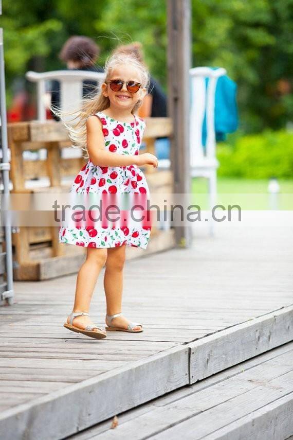 Bright Cherry Print Family Outfits Mommy And Baby Matching Mommy And Me Dress Women Girl Frock Dress