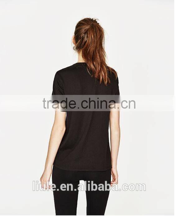 New Design Embroidered T-shirt For Female Popular Design Woman Shirt