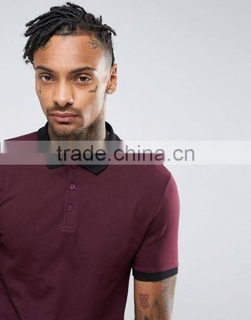 Mens cotton spandex Pique Skinny Fit Polo Shirt With Contrast Rib