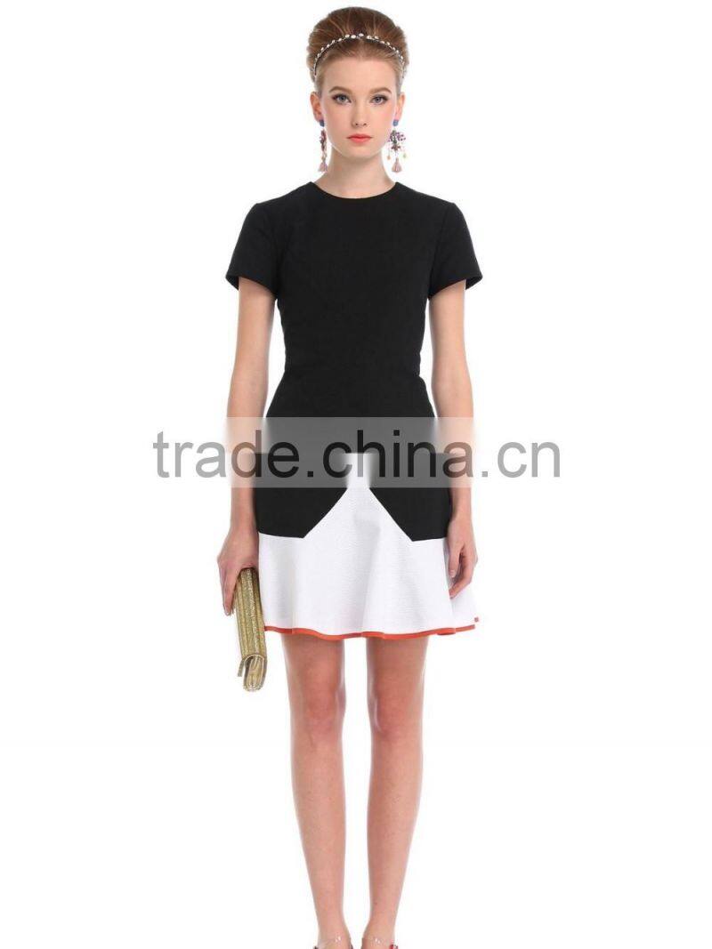 Ladies contrast color combined career formal dress