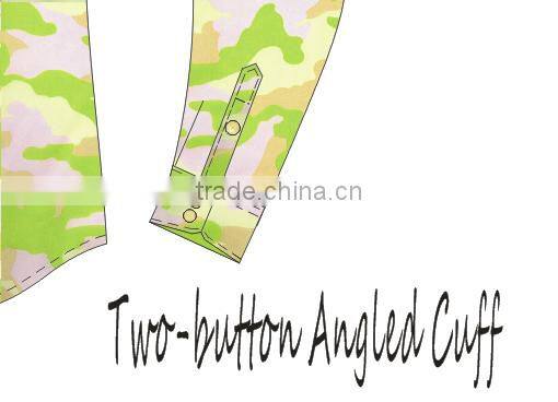 Designer custom half placket camo shirt