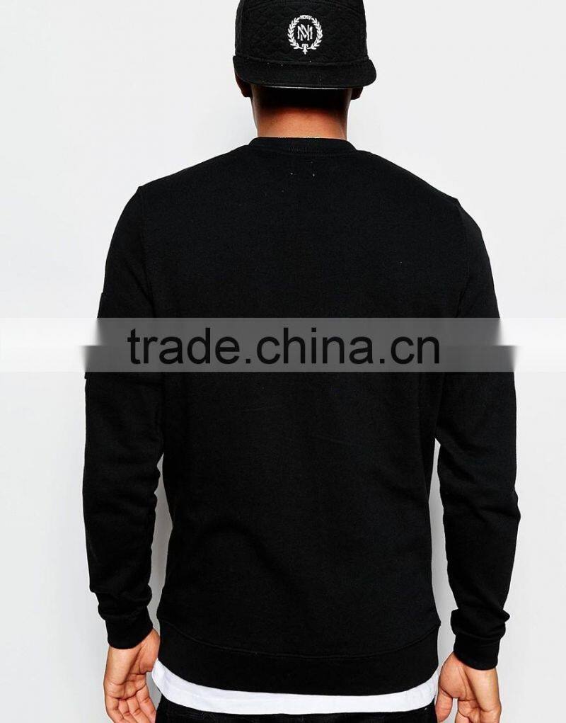 black jersey jacket with pocket on sleeve