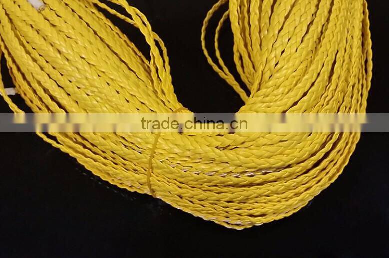 DIY jewelry wire PU leather rope color braided rope wholesale three strands braided 5mm flat leather rope (100 m / roll)
