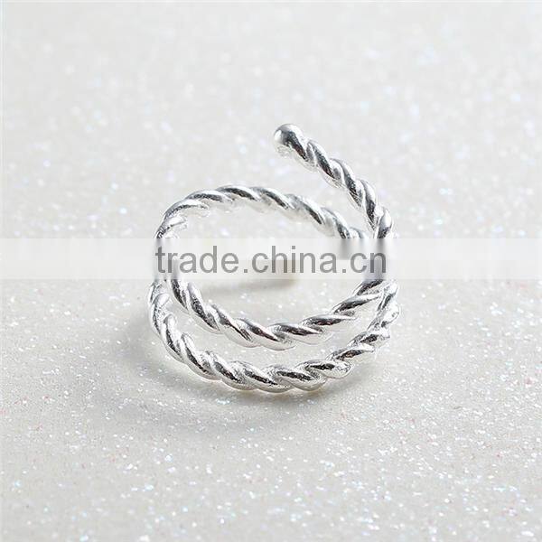 Copper Cable Twisted Open Rings Silver Plated Spiral
