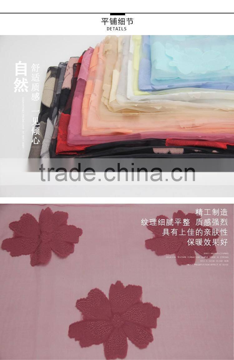 Transparent flower Silk lady neck scarf for custom