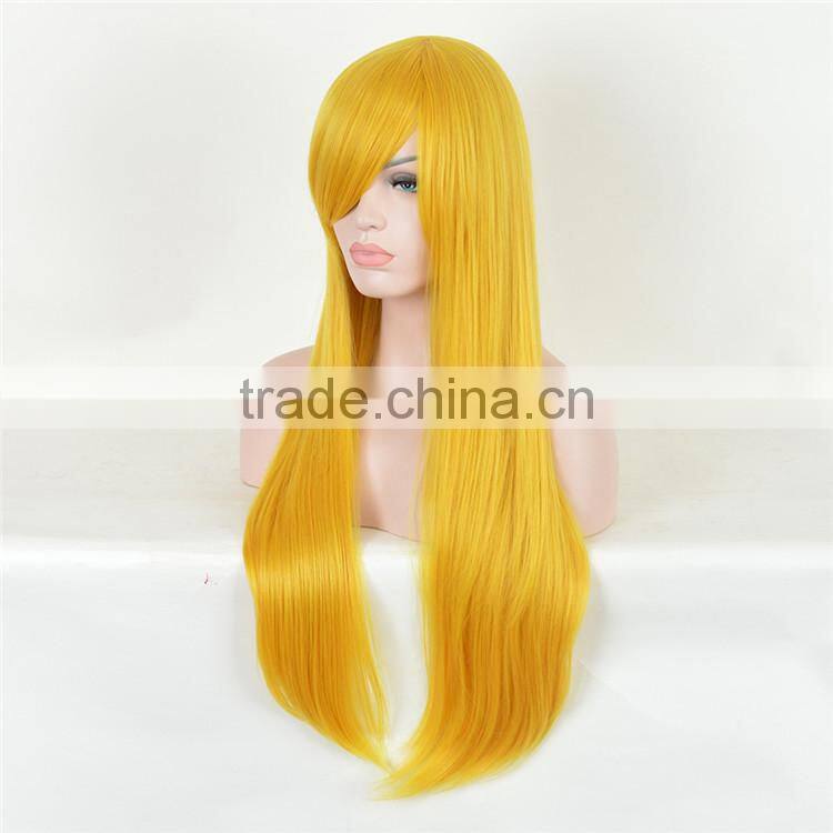Cheap God Yellow Long Straight Cosplay Synthetic Wig
