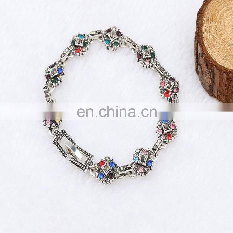 Turkish Jewelry Vintage Design Antique Multi Gemostone Sterling Silver Bracelets Bijouterie Resin Bracelets