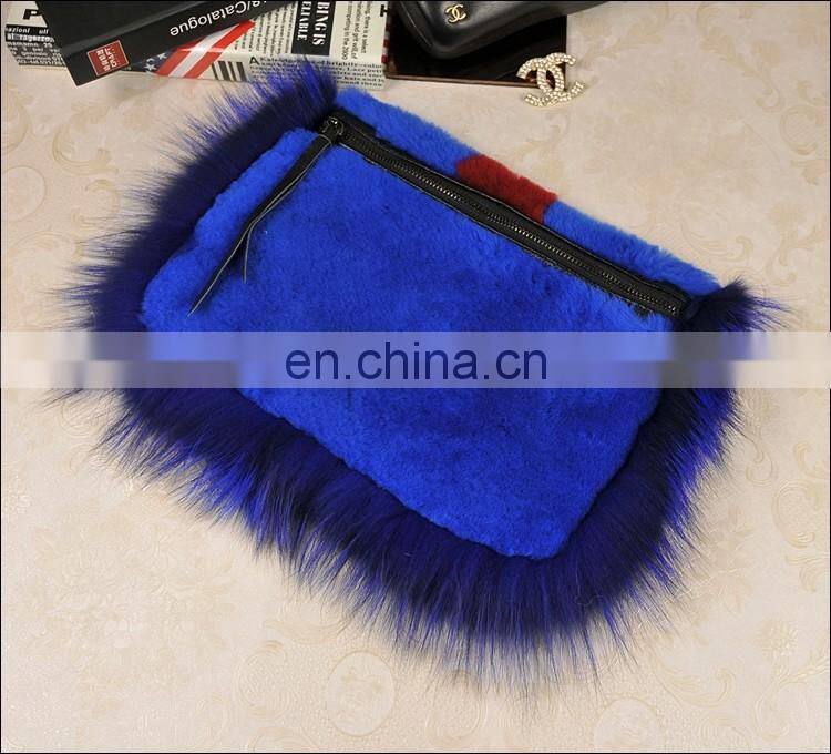 2016 Latest Fashion Design Raccoon Fur Bag Ladies Genuine Sheep Fur Hand Bag
