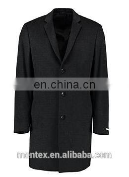Man's Nape To Waist Charcoal Houndstooth Fitted Overcoat