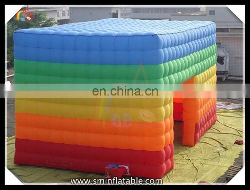 Promotion colorful inflatable cube rainbow camping tent for party /wedding