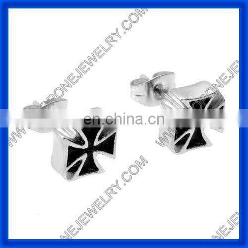 2014 popular stainless steel male a cross earring jewelry China manufacturer