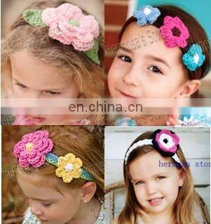 2014 Crochet Newborn Baby Headband With Flowers Photo prop