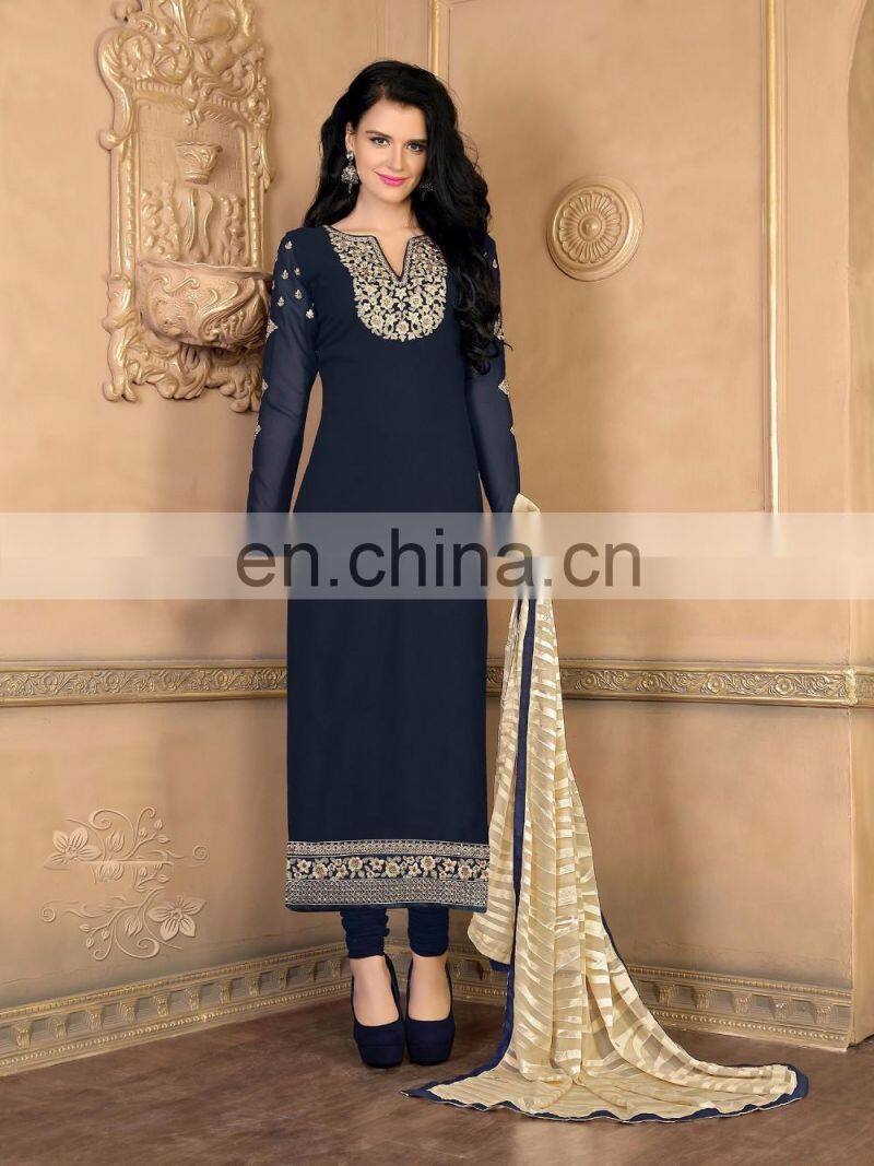 Beige Colored Georgette Semi-Stitched Suit.