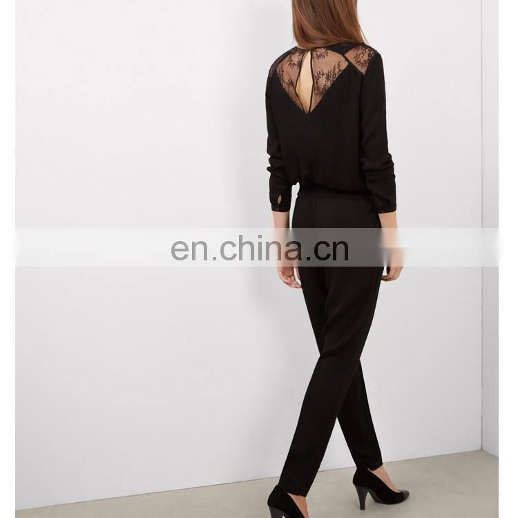 Ladies Office Wear Clothing Long Sleeve Black Jumpsuit For Women