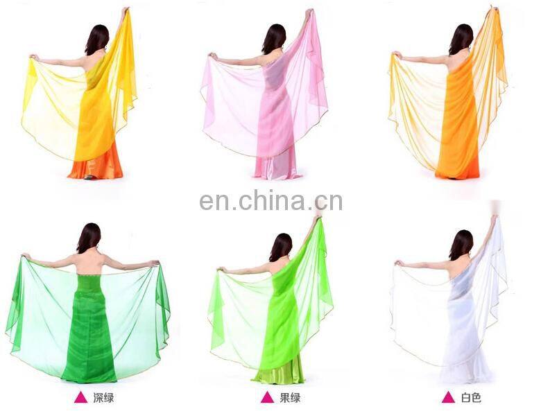 Chiffon Belly Dance half veils with gold silver finition women dance veil scarf Dance accessories 12 colors P-9059#