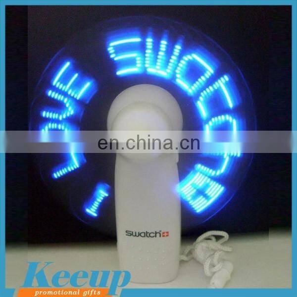 Promotional gift Mini fan with flashing programmable message