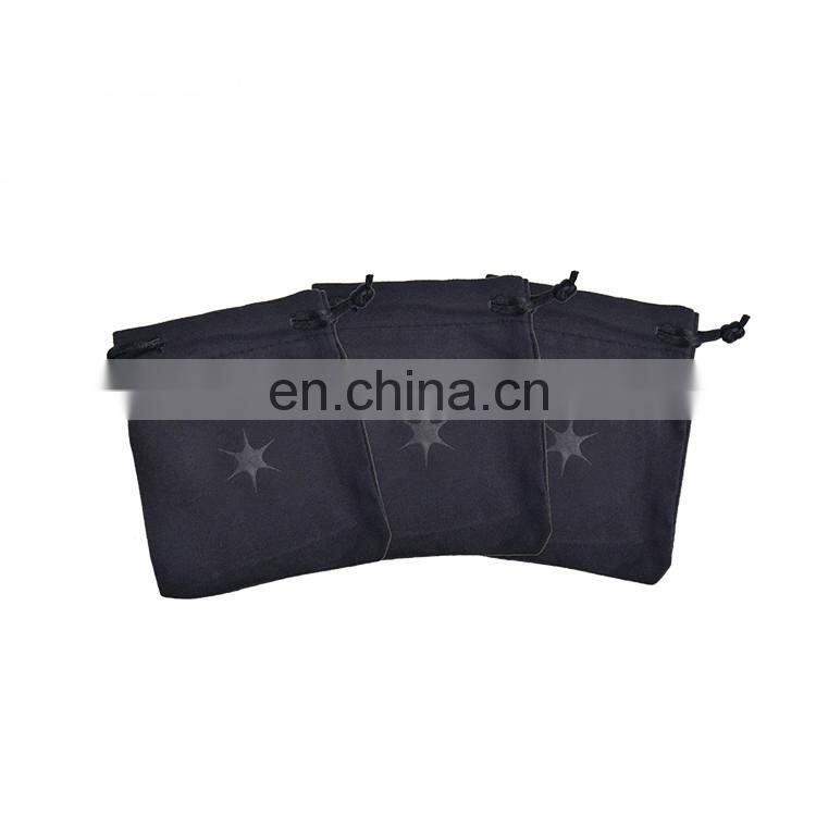 logo stamped black customisable microfibre mobile hanging pouch