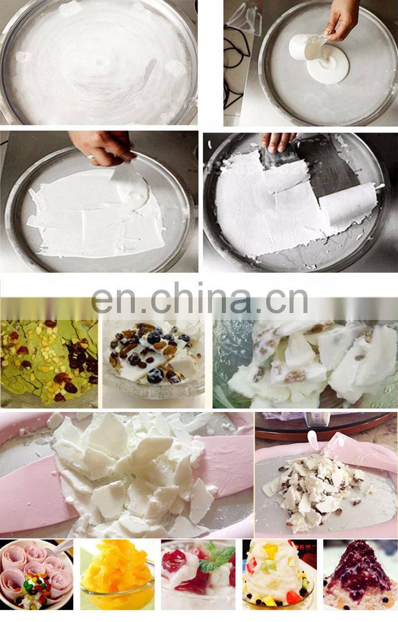 Commercial Single pan fried ice cream rolling machine price round pan with 6-9 tanks frying ice cream machine