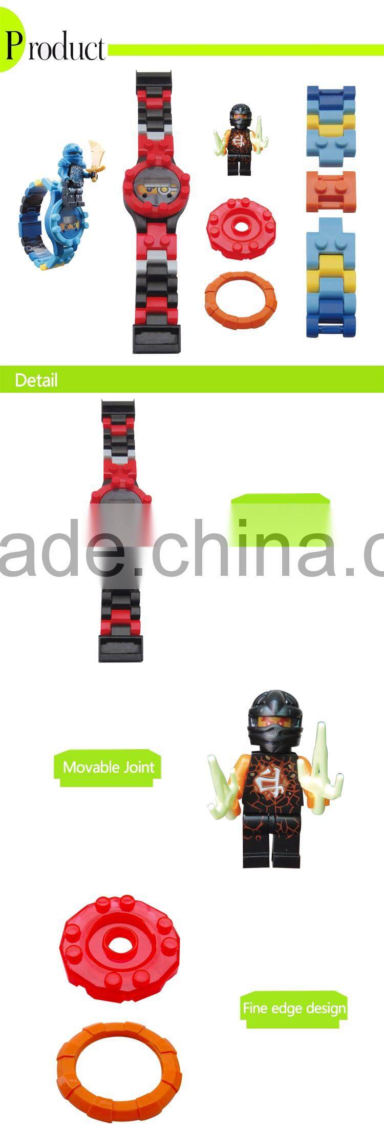 2016 new design plastic building blocks toys electronic watch with minifigures for kids