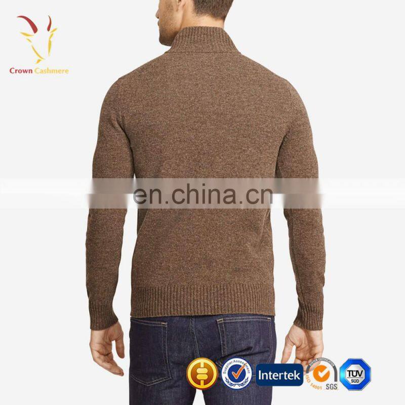 Men High Collar Half Zipper Cashmere Sweater Knitting Pattern