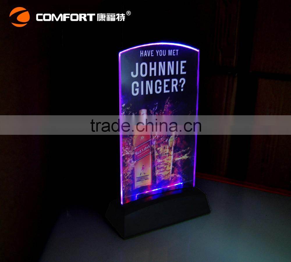 Bar LED light menu holder table tent display