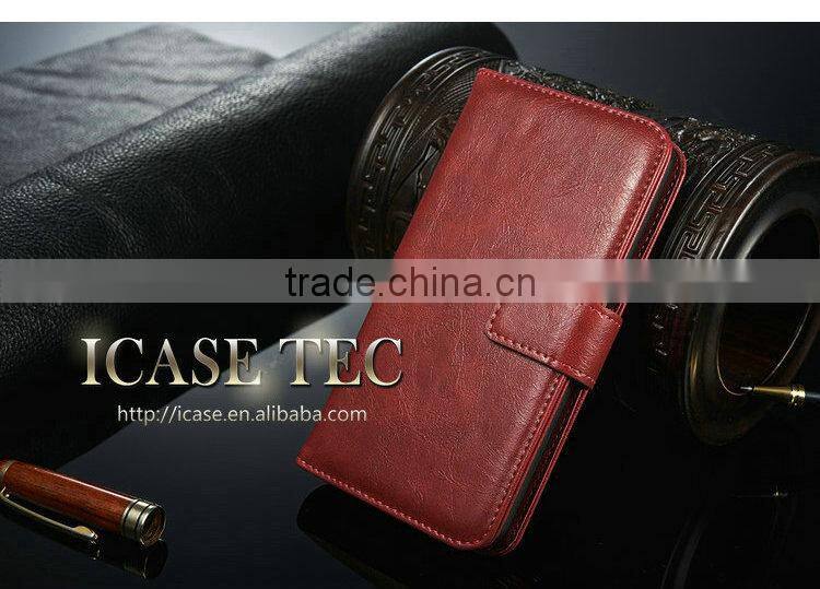 2 in 1 Crazy Horse Leather Wallet Case for Samsung Galaxy S6 Case Cover