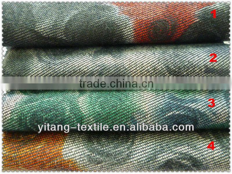 Rose printed denim fabric