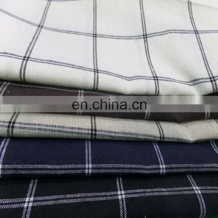 Linen checked fabric yarn-dyed linen fabric dress shirt fabric