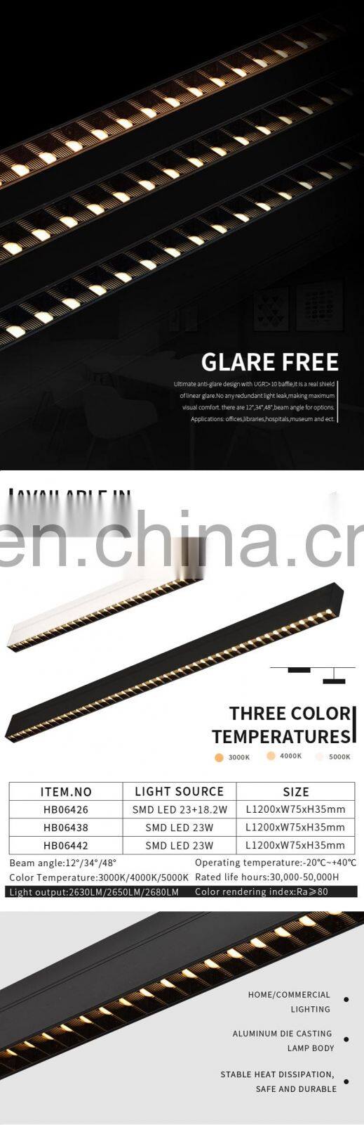 HUAYI Factory Wholesales Suspended Trimless Linear Light Shapes Led Linear Light 1200mm 1500mm 4ft 8ft Led Shop Light Fixtures