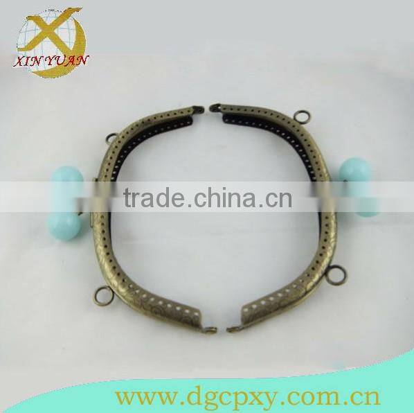 New fashion large blue candy head metal beaded frames for coin purse