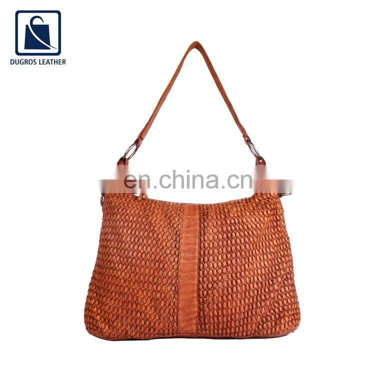 Anthracite Fitting Cotton Lining Material Stylish Look Fashion Designer Women Genuine Leather Handbag Supplier