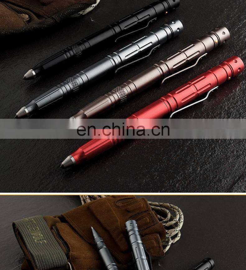 High quality outdoor multi-functional defensive equipment defensive equipment tactical pen with lamp tools