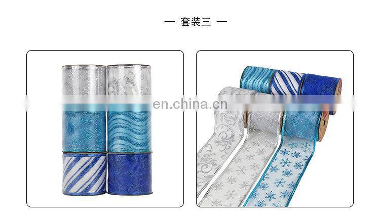 6 Yards/Roll 63mm Gold/Silver Wired Edge Glitter Organza Christmas Ribbon for Wedding Christmas Decoration Gift Packaging
