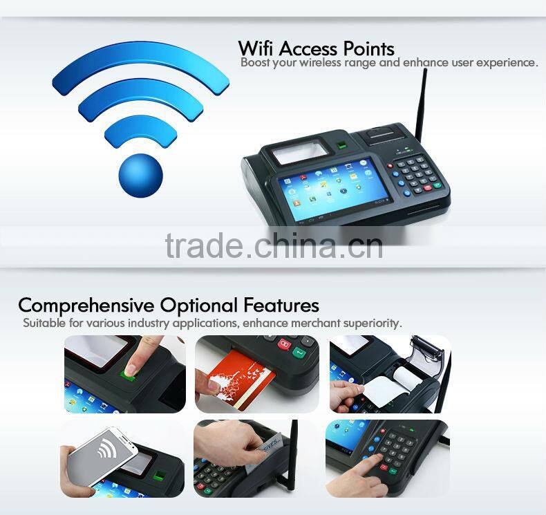 China TPS550 wcdma/finger reader/card reader/ barcode reader 1D/2D wifi/ethernet touch lcd all in one pos