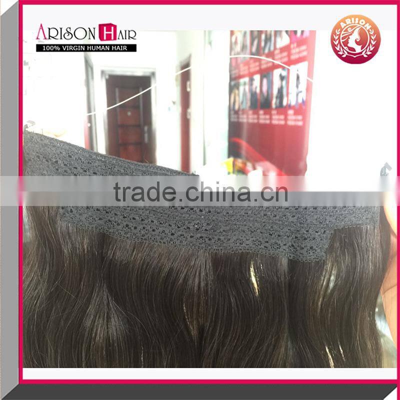 human hair cheap halo hair extensions Brazilian virgin remy Flip in hair extension