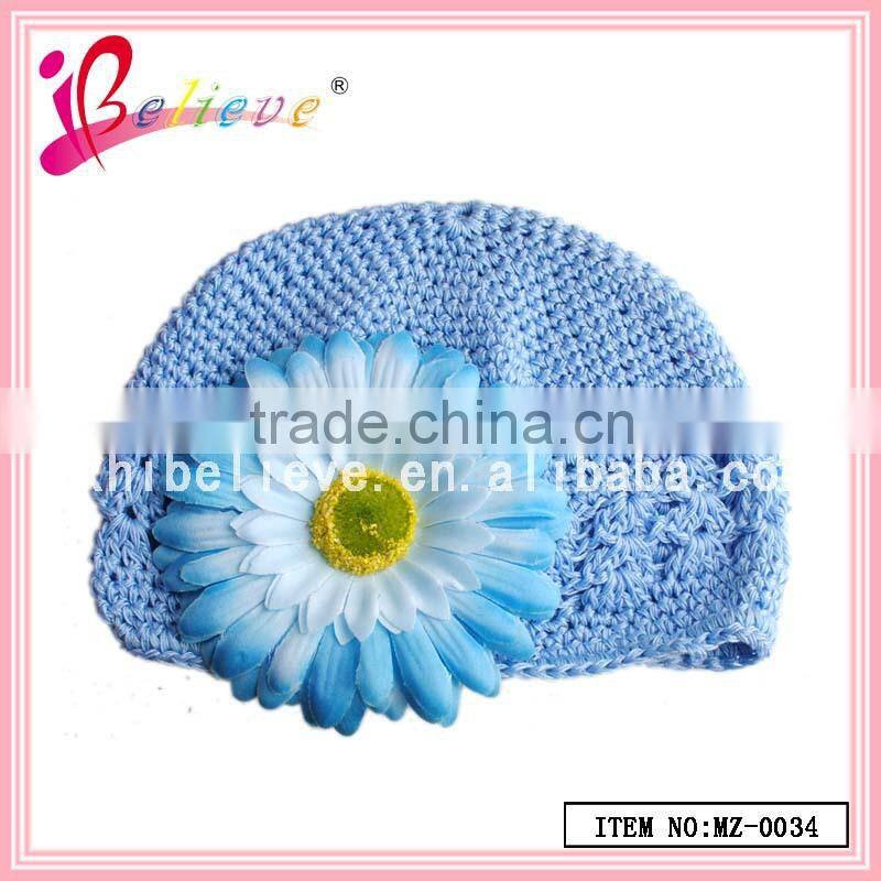 Beautifly sunflower baby winter hat,hand knitted baby hat,environmental fabric for hat