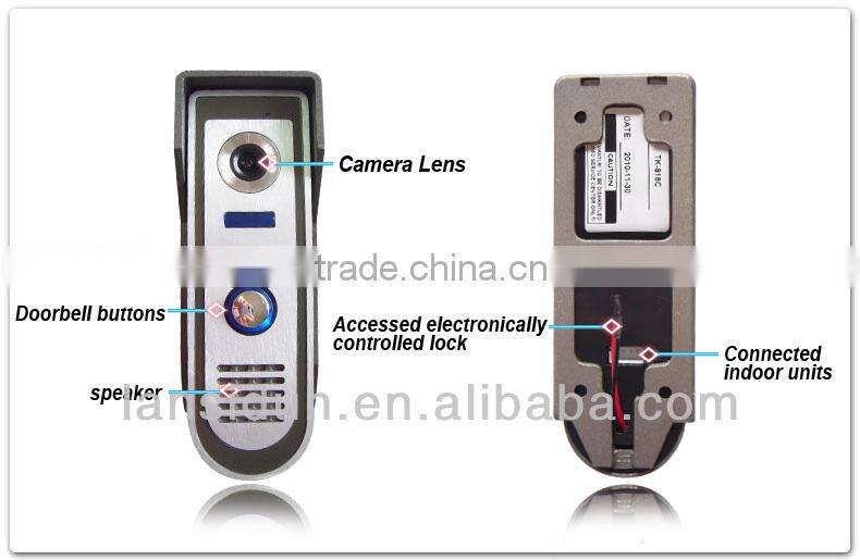 2016 hot sale in Asia 7 inch video interphone system audio door bell