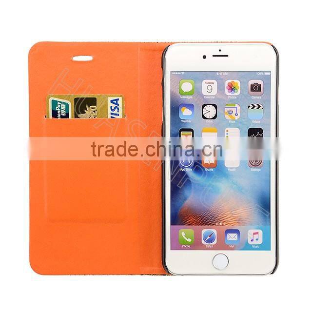 Stylish Natural Real Wood Flip Leather Case For iPhone6/6S