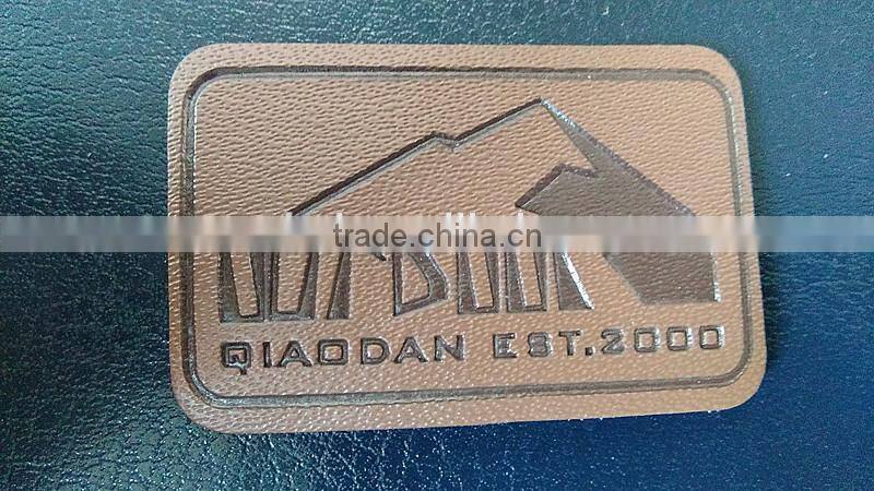 custom brown garment PU leather label leather patch for garment